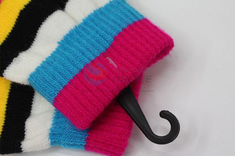 Unique design colorful stripe knitted gloves