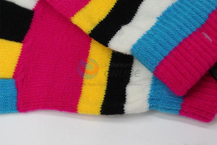 Unique design colorful stripe knitted gloves