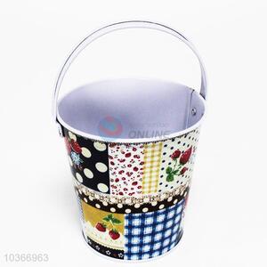 Beautuful Korean Style Printed Iron Storage Bucket