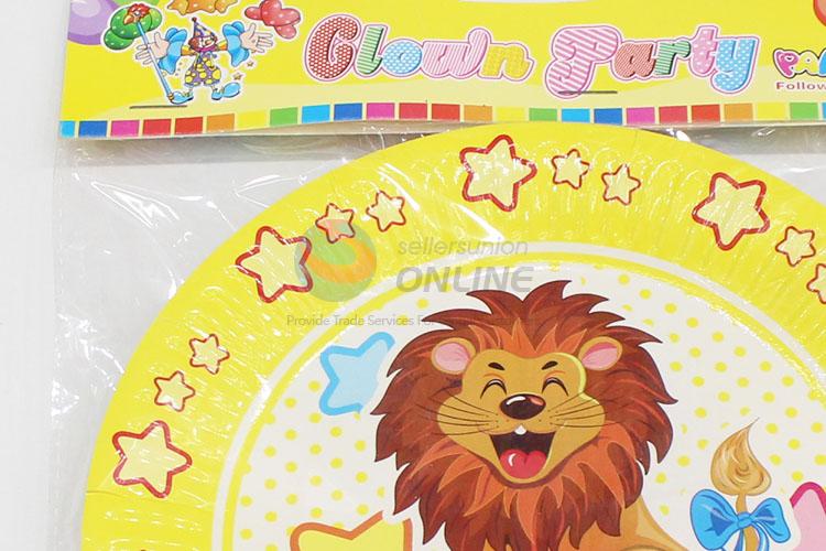 Hot sales 6pcs lion pattern party use paper plates