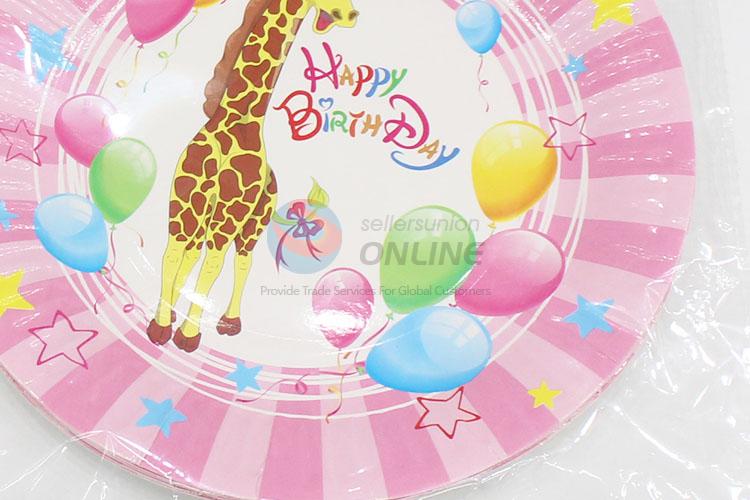 Popular top quality 6pcs birthday use giraffe paper plates