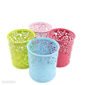 Flower Pattern Round Office Pen Holder