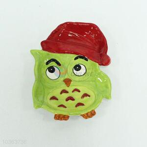 Promotional new style green&red owl pattern plate