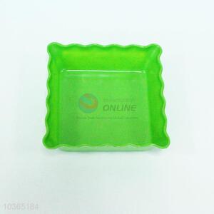 Green Color Square Shaped Plastic Fruit Plate