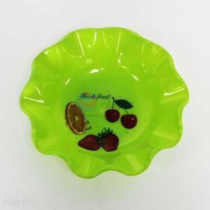 Green Color Flower Shaped Plastic Fruit Plate