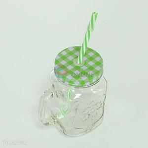 Creative straw cups Juice glass cup mason cup