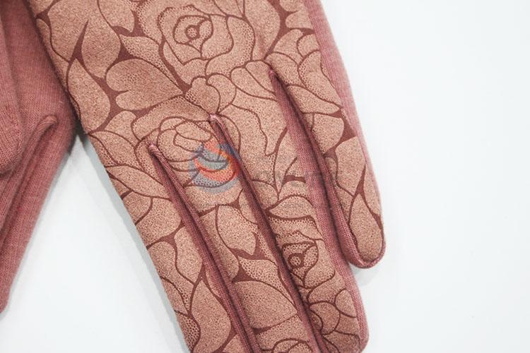 Winter Warm Women Flower Printed Glove