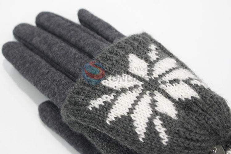 Fashion Unisex Men Women Snowflake Knitted Mittens Winter Gloves