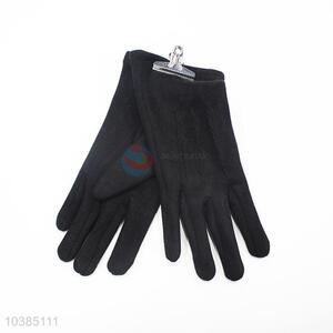 Women Black Suede Gloves Winter Warm Gloves