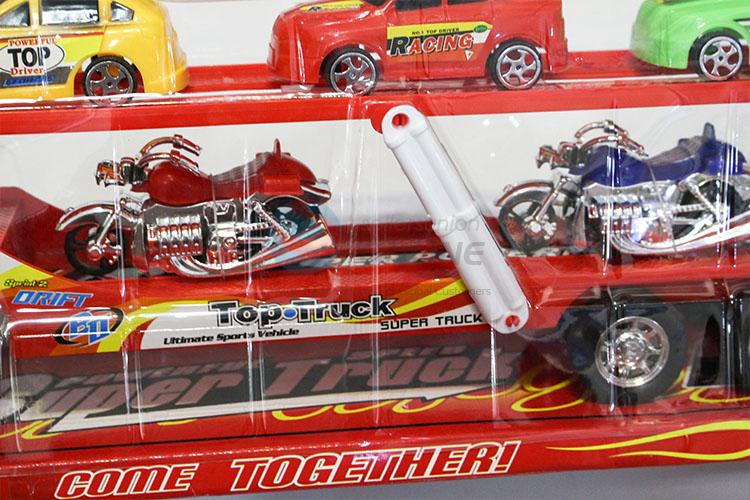 Delicate Design Inertia Drag Head Car Carry 5pcs Racing Car Boy Toys