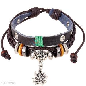 Fashion Design Maple Leaf Leather Bracelet
