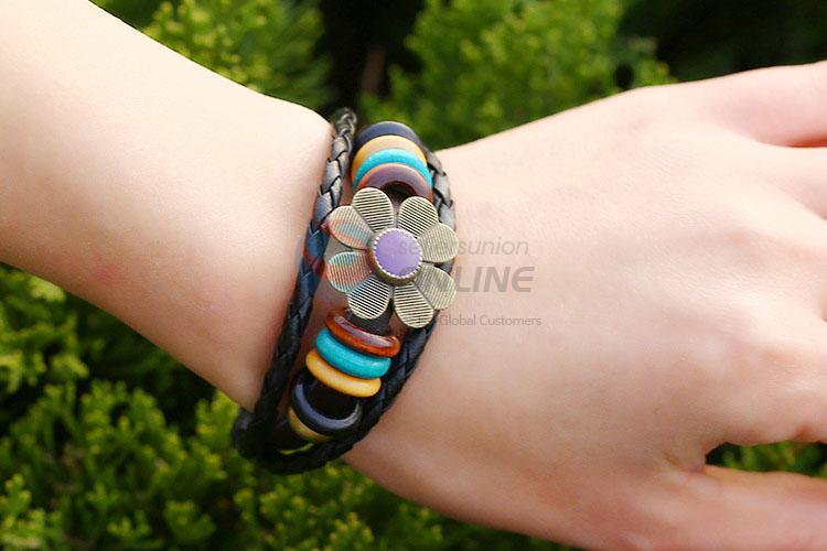 Wholesale Flower Design Beaded Bracelet Fashion Wristband