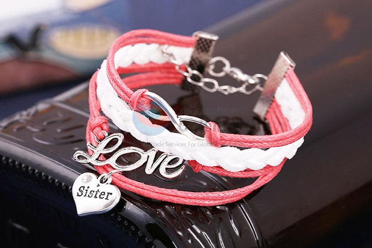 Good Quality Love Heart Infinite Leather Bracelet