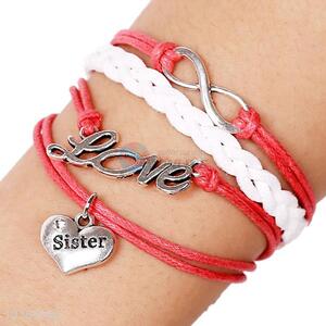 Good Quality Love Heart Infinite Leather Bracelet