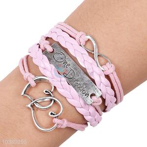 Modern Style Sweet Heart Pink Handmade Bracelet