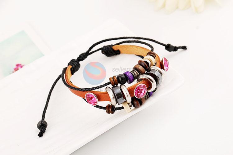 New Style Color Beads Leather Bracelets For Women