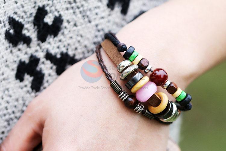 High Quality Color Beads Leather Bracelets