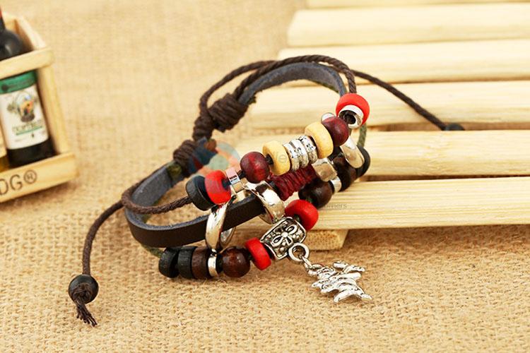 Hot Sale Fashion Accessories Leather Beaded Bracelet
