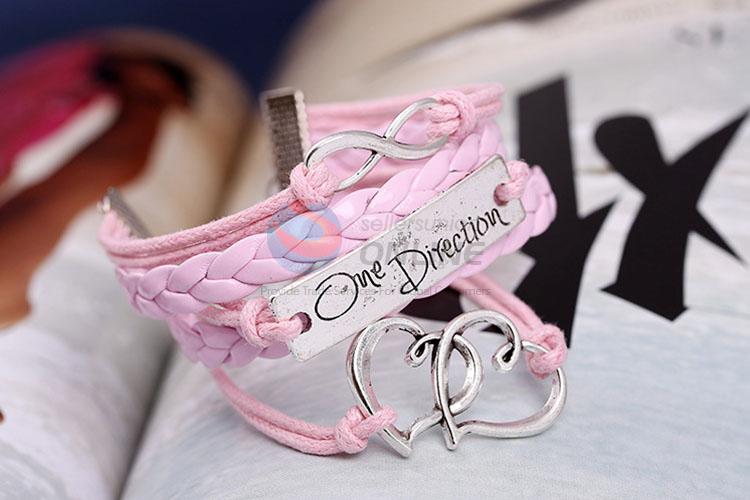Modern Style Sweet Heart Pink Handmade Bracelet