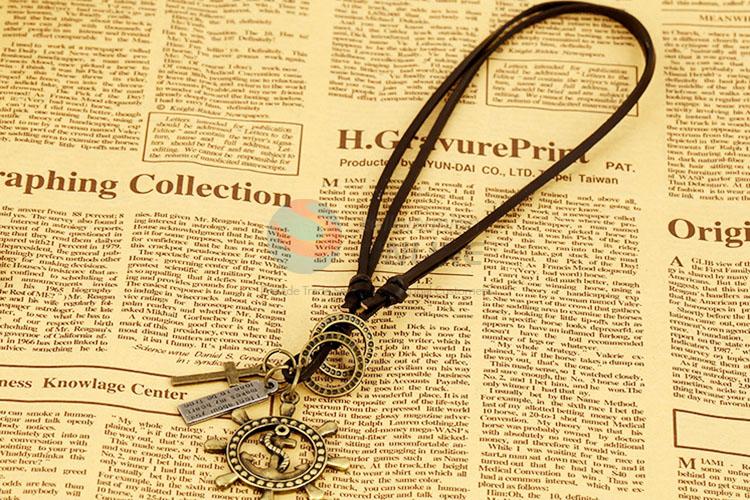 New Design Boat Anchor Pendant Leather Necklace