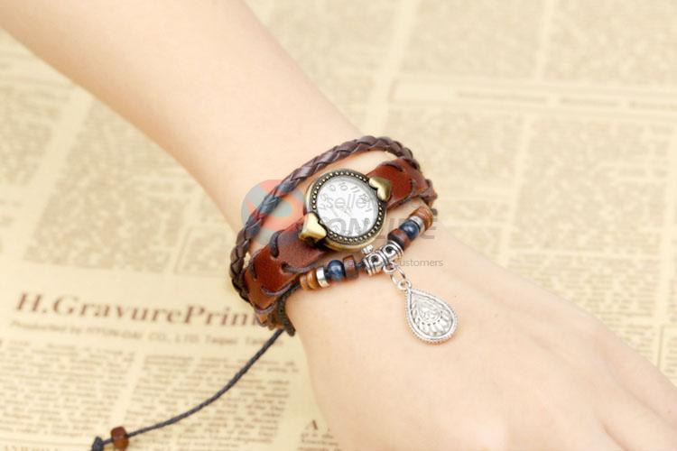 Fashion Retro Leather Bracelets Wrist Watch