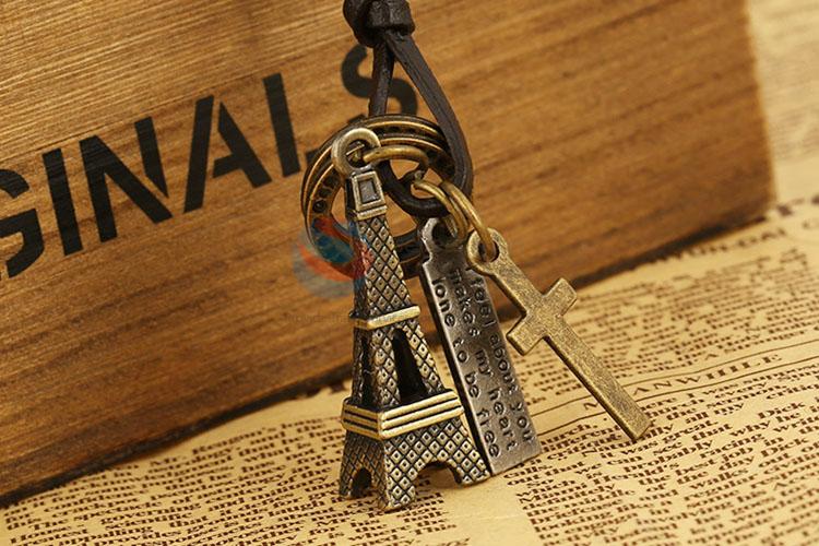 New Style Eiffel Tower Pendant Leather Necklace