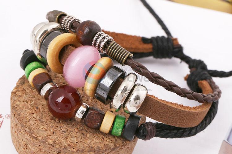 High Quality Color Beads Leather Bracelets