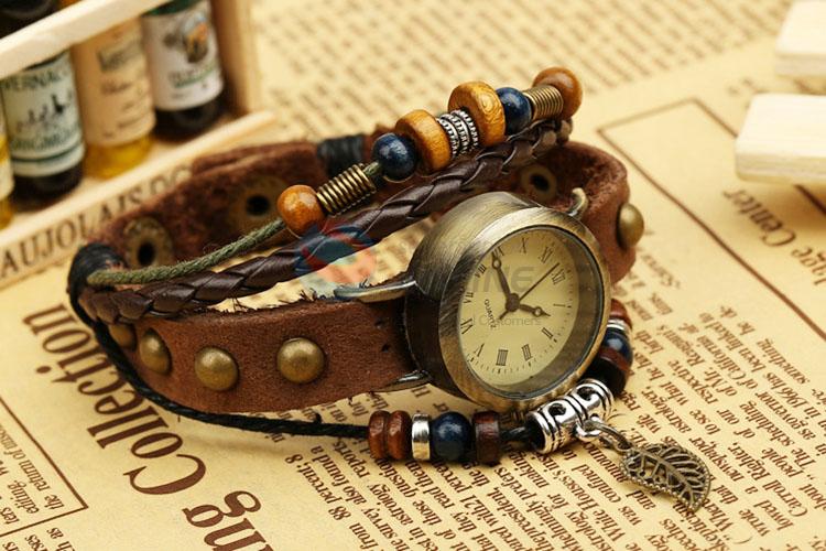 Creative Design Retro Style Leather Bracelet Fashion Wristwatch