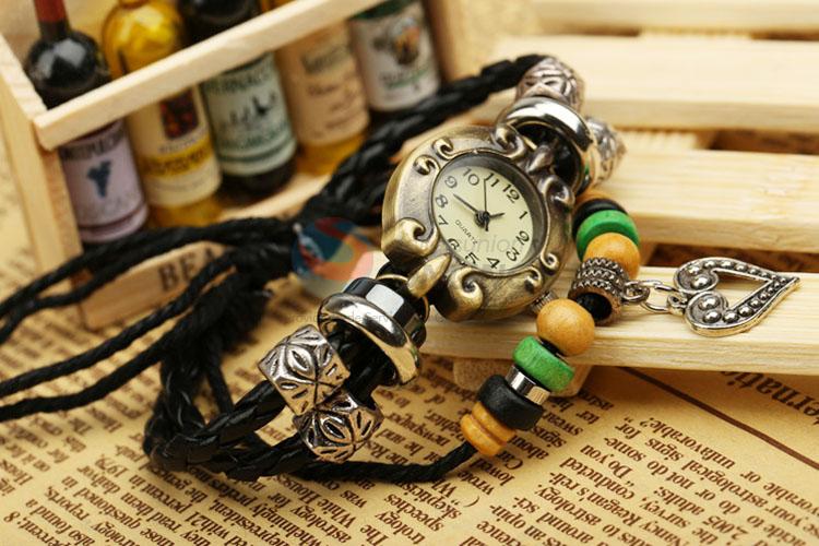 Hot Selling Color Beads Leather Bracelet Fashion Wristwatch