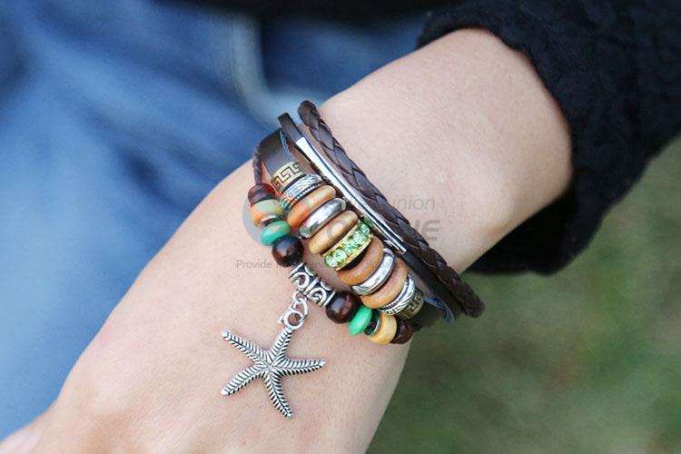 Top Quality Star Leather Color Beads Bracelet