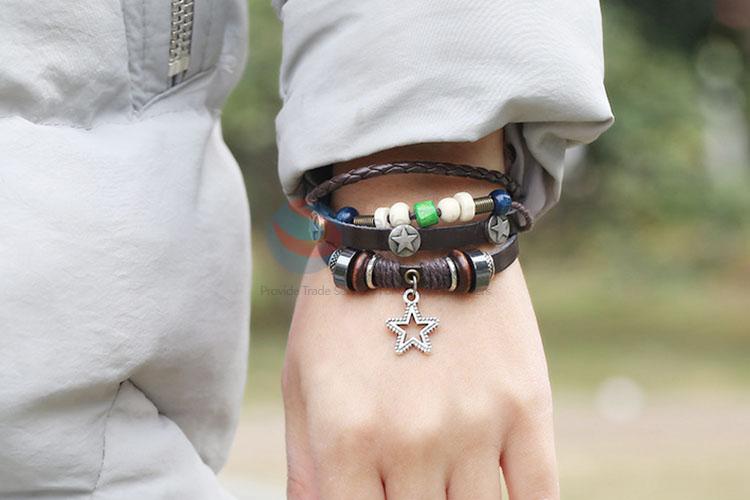 High Quality Star Leather Woven Bracelet