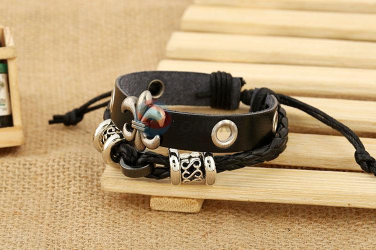 Fashion Accessories Leather  Beaded Bracelet
