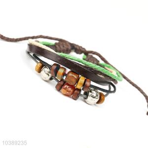 Wholesale Wooden Bead Leather Bracelet