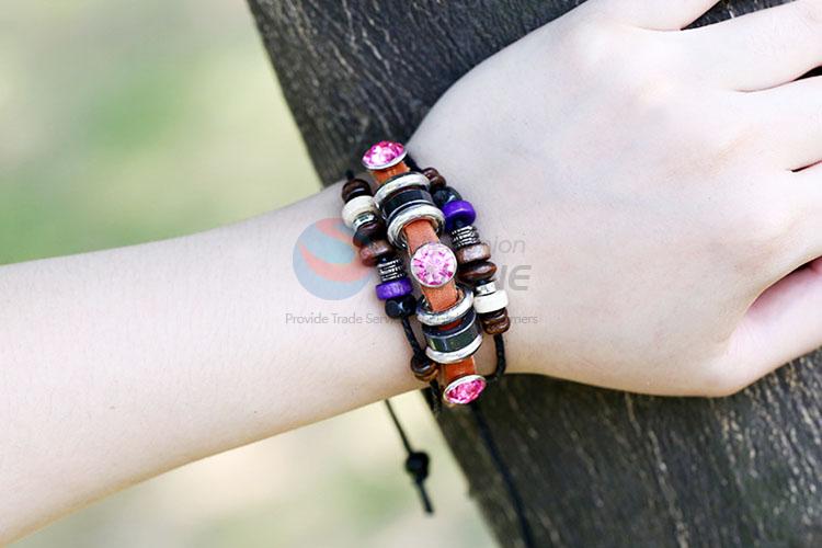 New Style Color Beads Leather Bracelets For Women