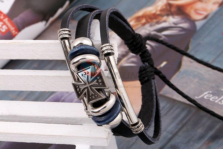 Wholesale Cross Design Leather Bracelet Cheap Wristband