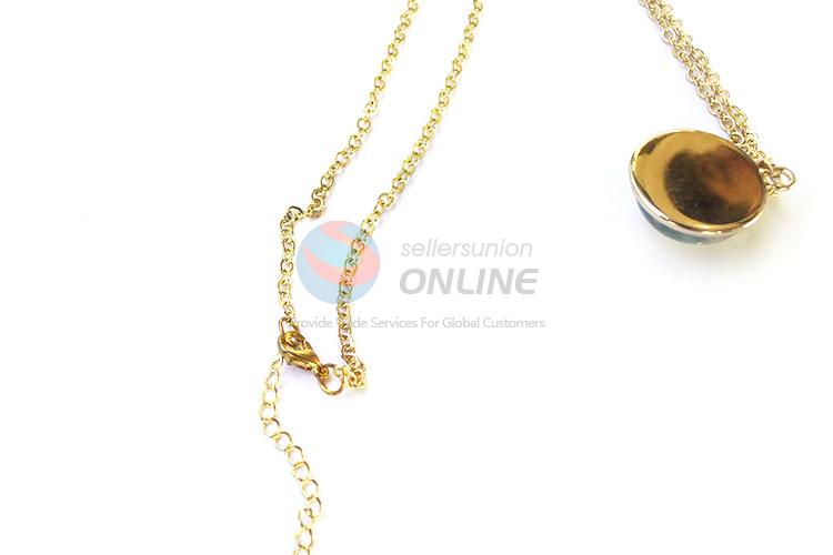 Fashion Drop Shape Real Flower Pendant With Gold Chain
