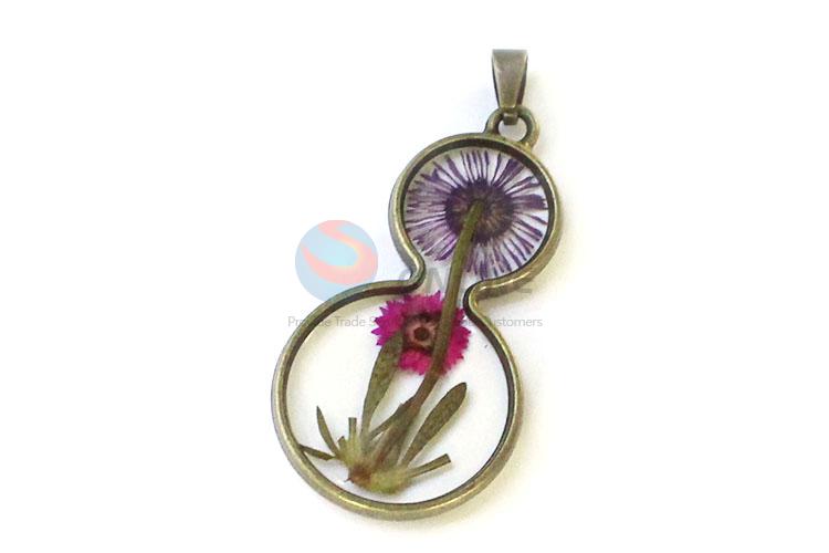 Hot Selling Gourd Shape Real Flower Pendant Fashion Jewelry