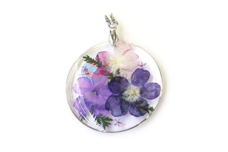 Cheap Colorful Real Flower Pendant With Gold Chain