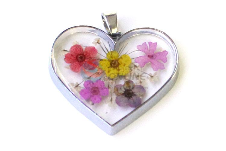 Popular Heart Shape Pendant With Gold Chain Fashion Real Flower Necklace