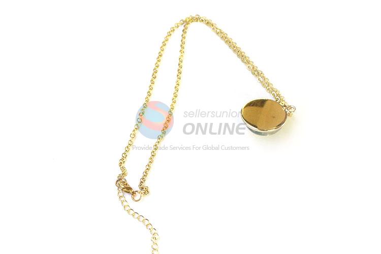 Fashion Design Round Real Flower Pendant With Gold Chain