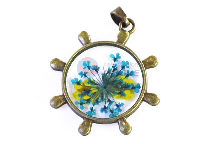 Fashion Zinc Alloy Real Flower Pendant With Chain