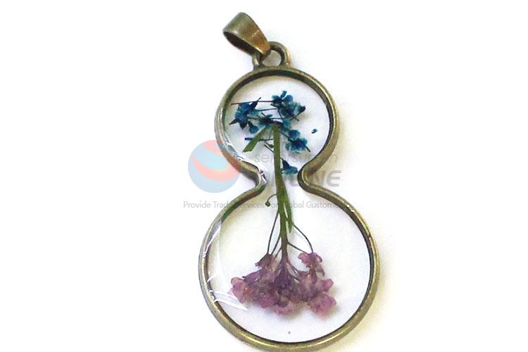 Cheap Gourd Shape Real Flower Pendant With Chain
