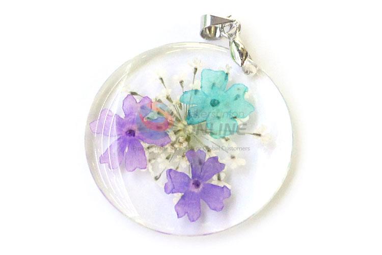 Good Sale Round Real Flower Pendant With Gold Chain