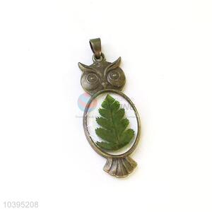 Popular Owl Shape Real Flower Pendant With Chain