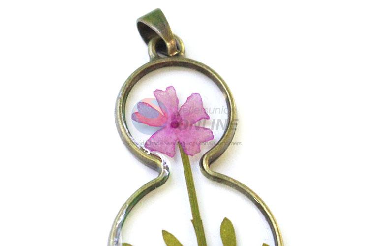 Custom Gourd Shape Real Flower Pendant With Chain Cheap Necklace