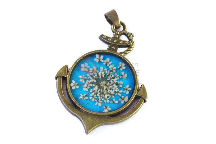 Creative Design Bronze Real Flower Pendant With Chain