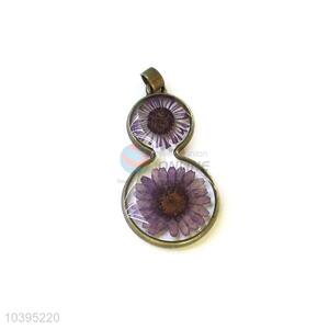 Wholesale Real Flower Zinc Alloy Pendant With Chain