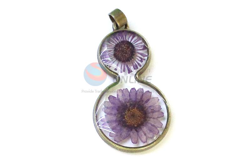 Wholesale Real Flower Zinc Alloy Pendant With Chain