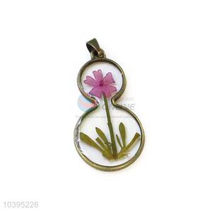 Custom Gourd Shape Real Flower Pendant With Chain Cheap Necklace