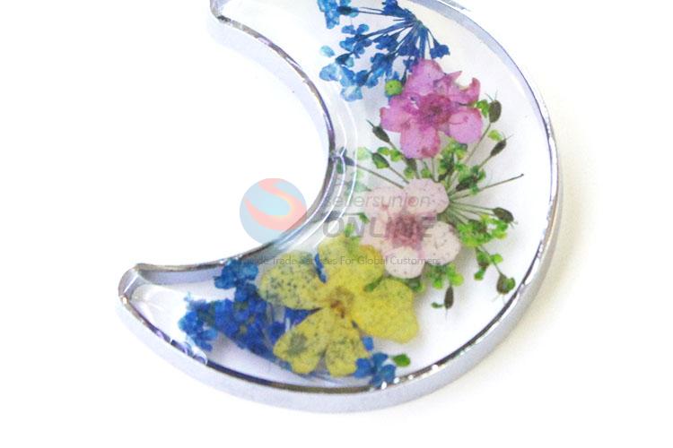 Custom Moon Shape Colorful Real Flower Pendant